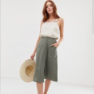 NWT ASOS BUTTON FRONT MIDI SKIRT